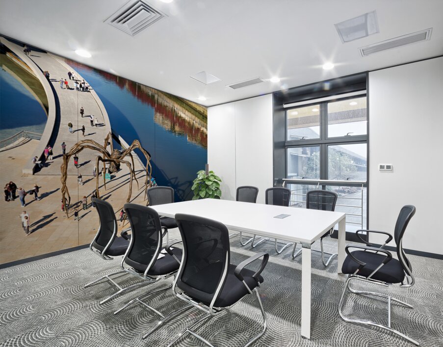 Maman sculpture by Louise Bourgeois near Nervion River in Bilbao Wall Printing