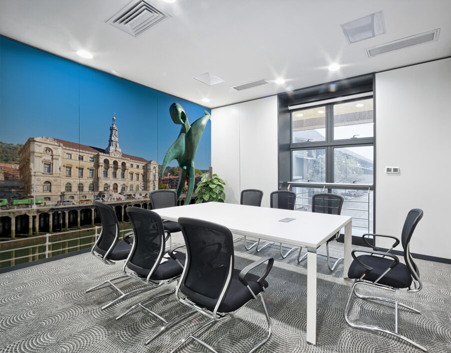 View of sculpture Conmemoracion al dia del Mar in Bilbao Wall Printing