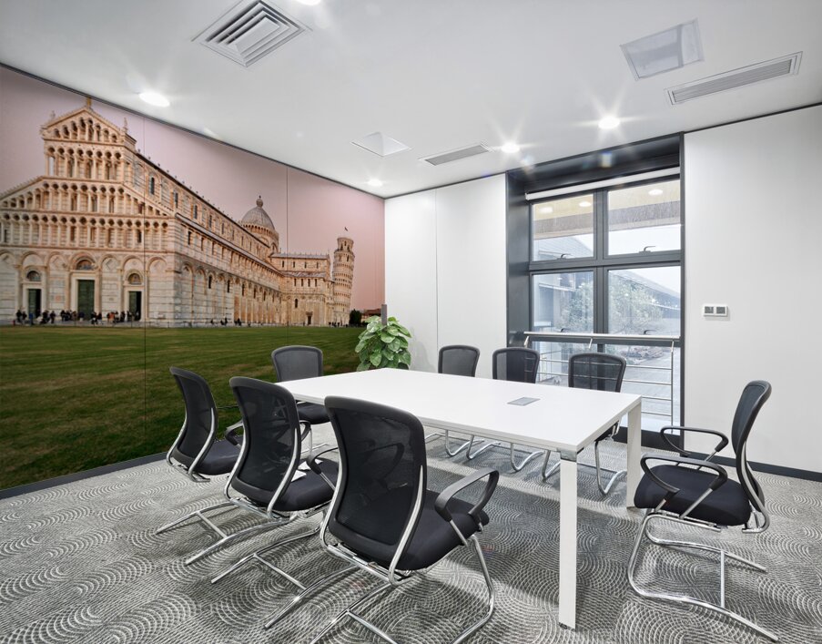 Sunset view of Leaning Tower and Cathedral in Pisa Tuscany Wall Printing