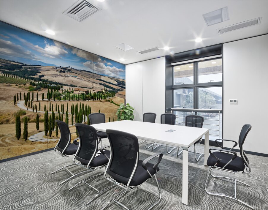 Cypress trees line winding road in Val dOrcia Tuscany Wall Printing
