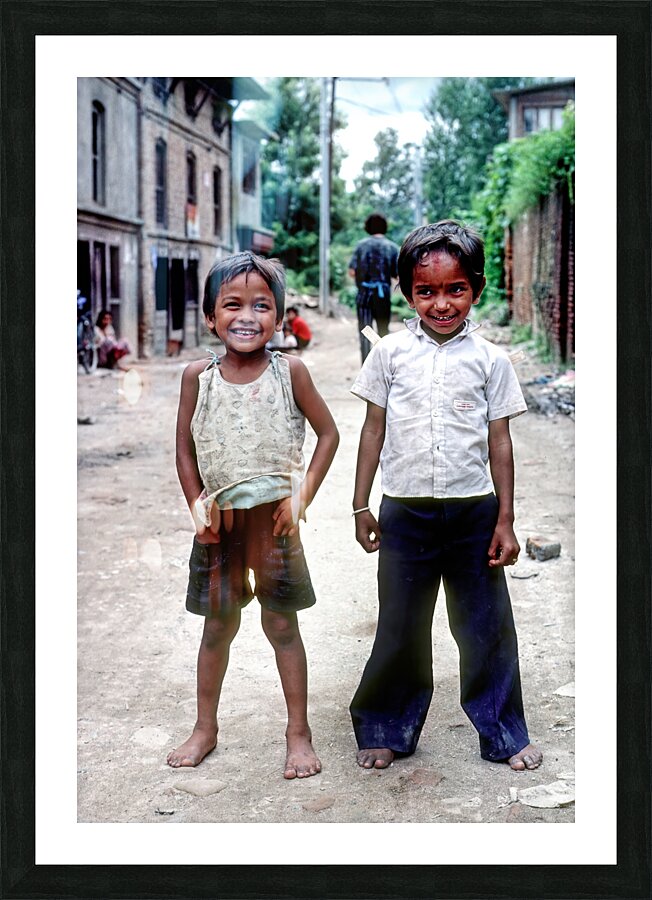 Nepal. Kathmandu. Two children Picture Frame print