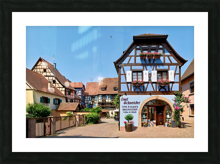 Timber framed houses in Eguisheim on the Alsace Wine Route Picture Frame print