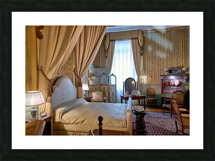 Details of a bedroom in Cheverny Chateau in Loire Valley of Fran Picture Frame print