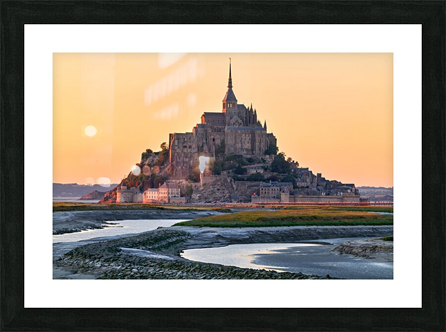 Mont Saint Michel in Normandy France during dusk with clear skie Picture Frame print