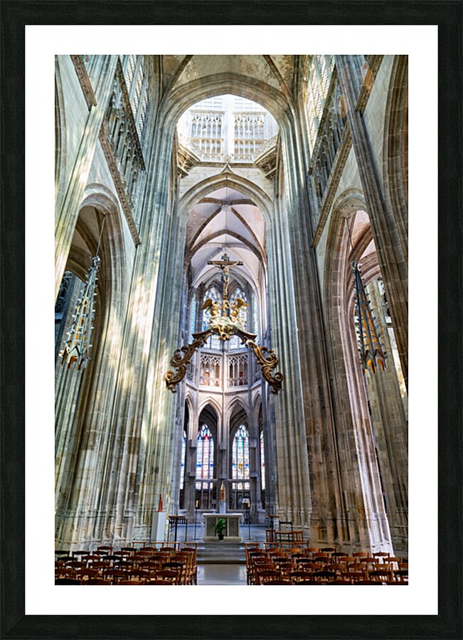 Saint Maclou church interior in Rouen Normandy France on a quiet Picture Frame print