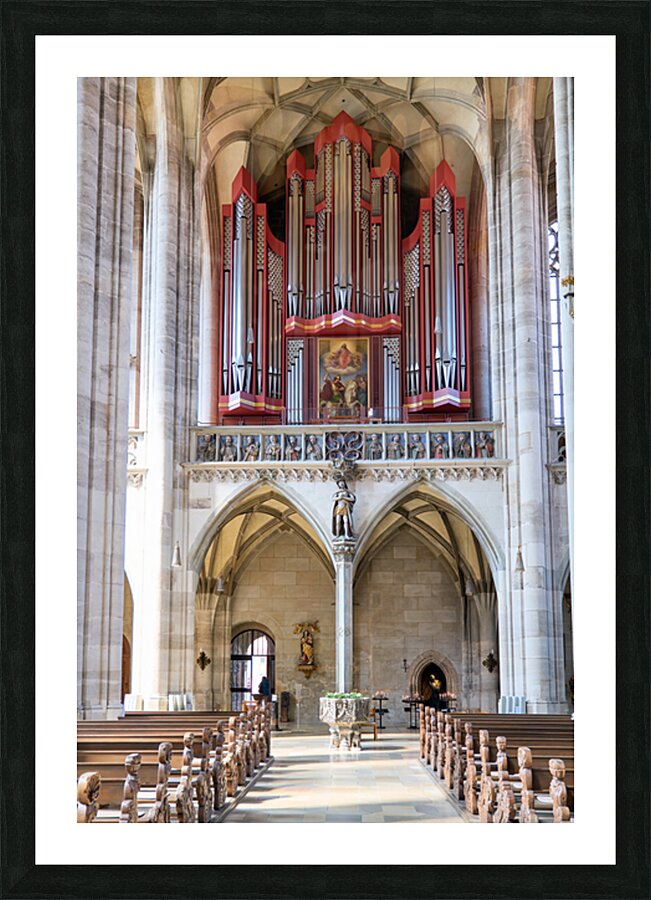 Organ and architecture in Saint Georges Minster in Dinkelsbuhl Picture Frame print