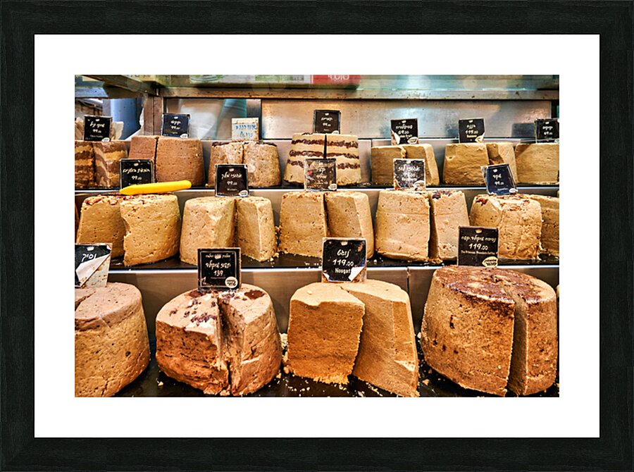 Cheese display at Mahane Yehuda Market in Jerusalem Picture Frame print