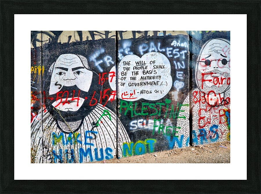 Mural on the west bank separation wall in Bethlehem Jerusalem Picture Frame print