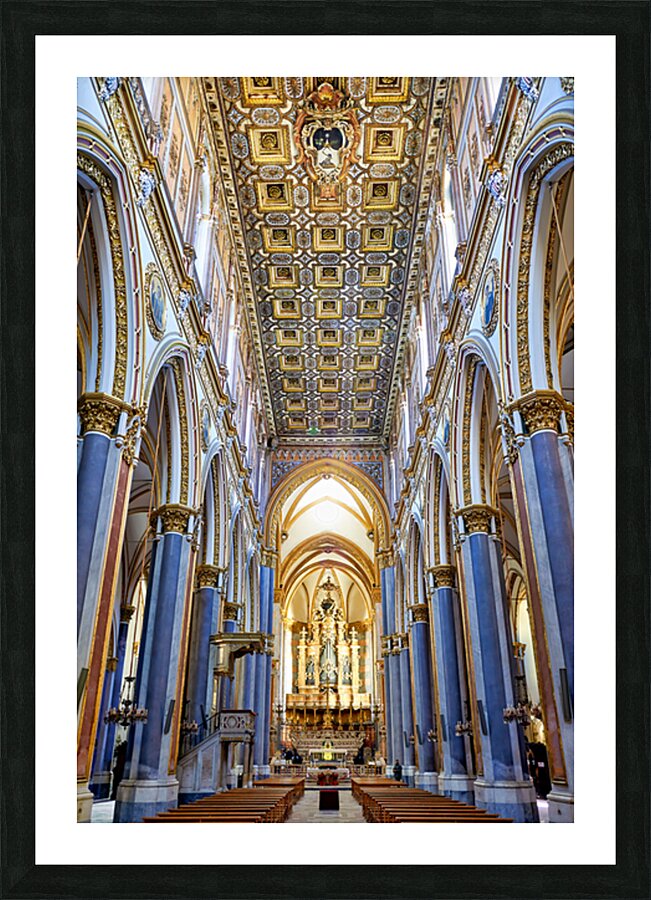 Gothic church interior of San Domenico Maggiore in Naples Campan Picture Frame print