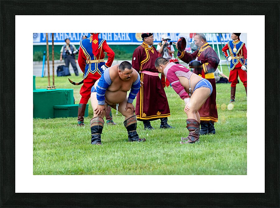 Wrestling games at Naadam festival in Ulaanbaatar Mongolia Picture Frame print