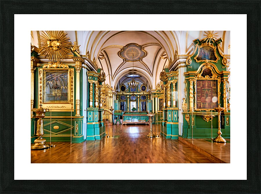 Visitors walk through the grand interior of St Picture Frame print