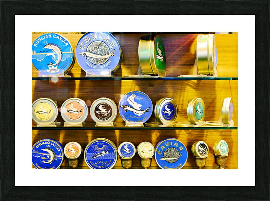 Caviar display in Grand Bazaar market in Istanbul Turkey Picture Frame print