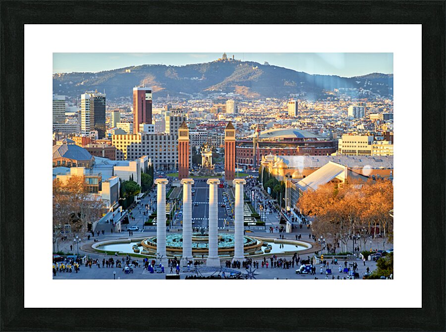 View of Plaza de Espana in Barcelona with cityscape Picture Frame print