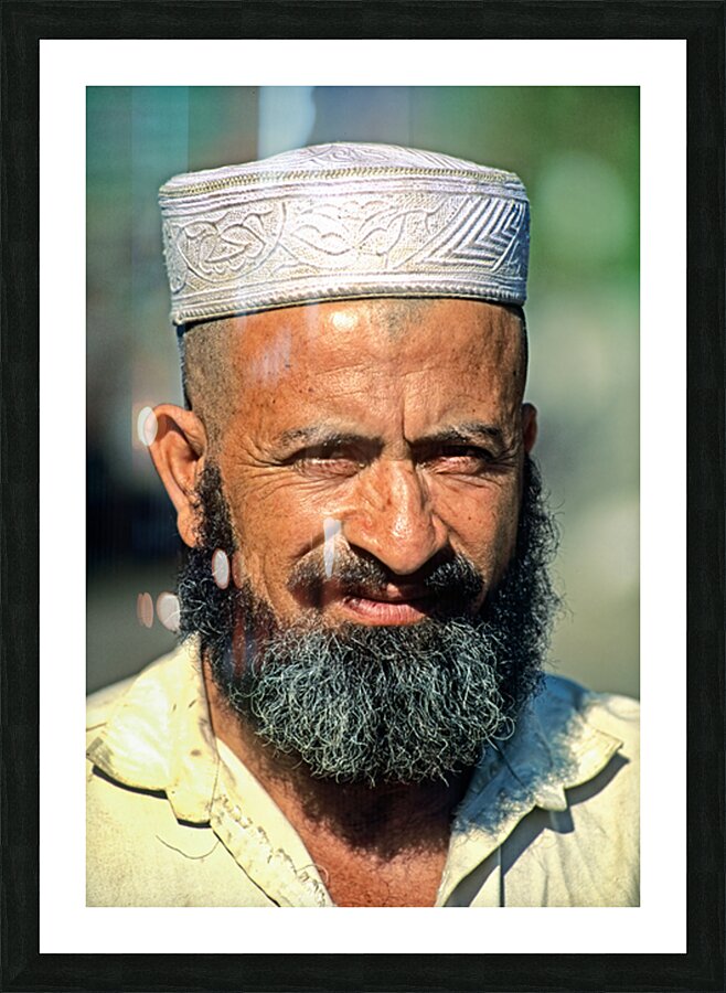 Portrait of a bearded man in Pakistan during daylight Picture Frame print