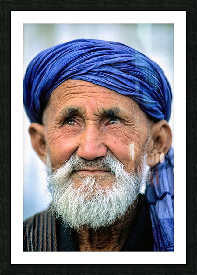 Portrait of an old man in Khiva Uzbekistan Picture Frame print