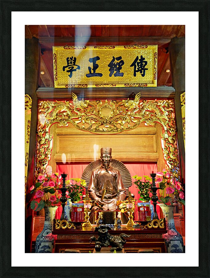 Statue and altar displayed in a temple in Hanoi Vietnam Picture Frame print