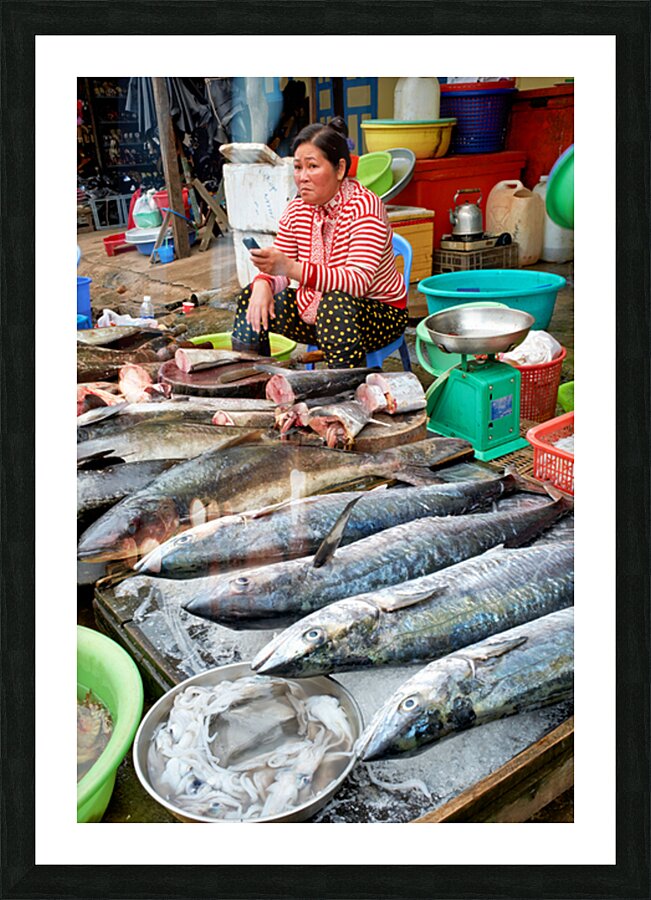 Fish market scene in Phu Quoc Vietnam during the day Picture Frame print