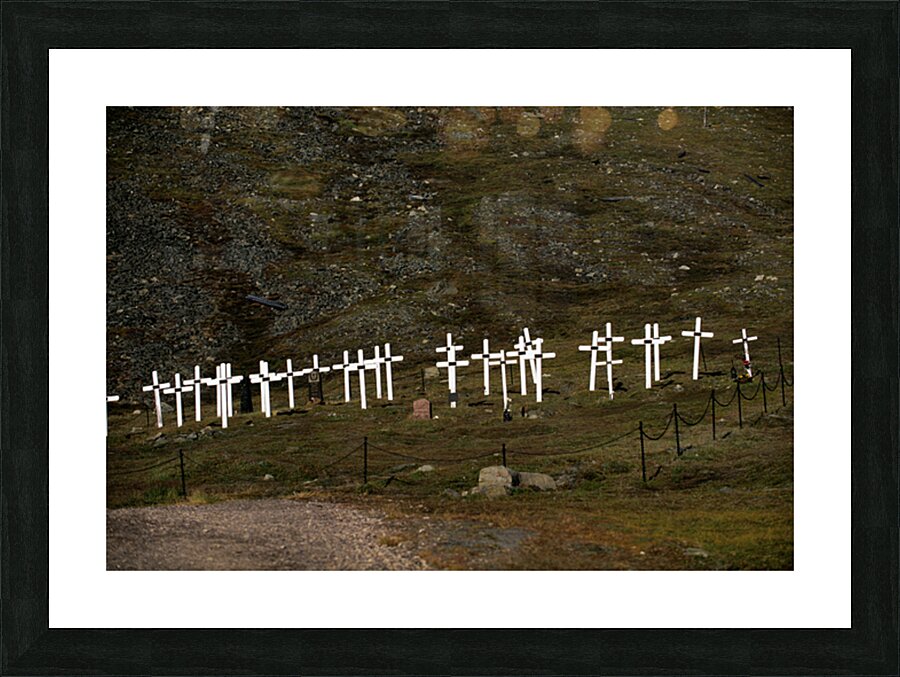 Crosses marking graves in Longyearbyen Svalbard Archipelago Picture Frame print