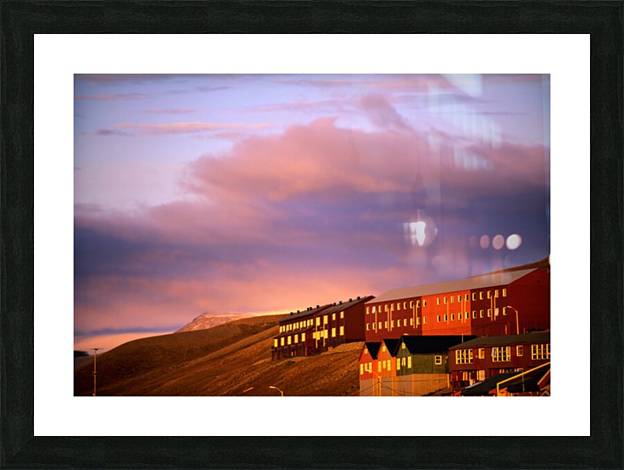 Sunset over longyearbyen in svalbard archipelago norway Picture Frame print