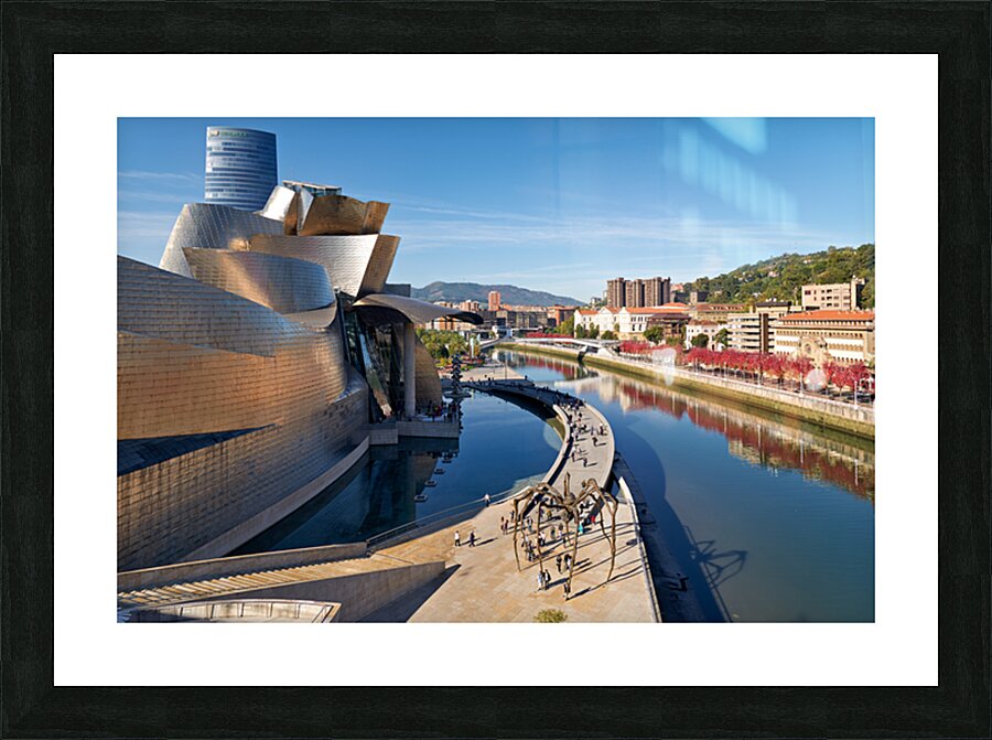 Construction and architecture near the river in Bilbao Spain Picture Frame print