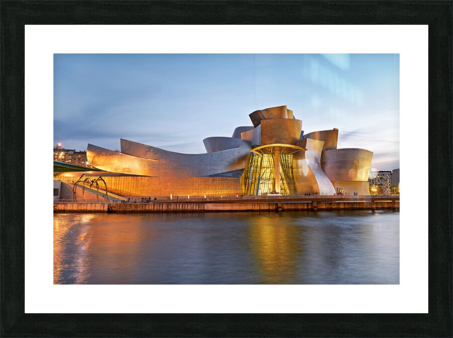Guggenheim Museum shines at night in Bilbao Spain Picture Frame print