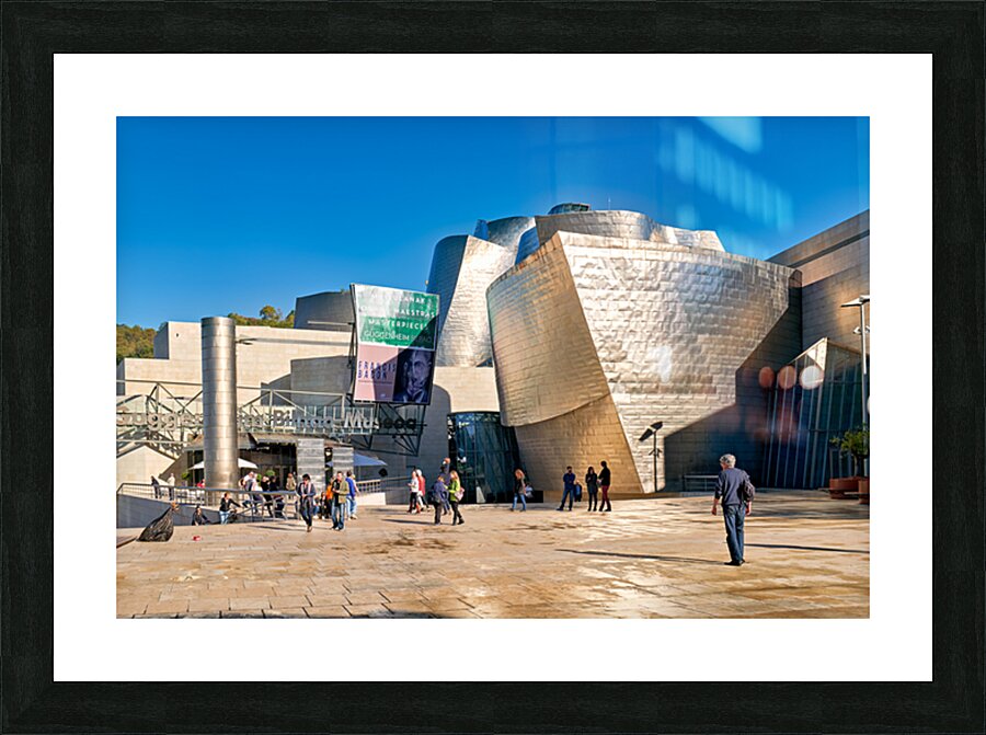 People walking near Guggenheim Museum in Bilbao Spain Picture Frame print