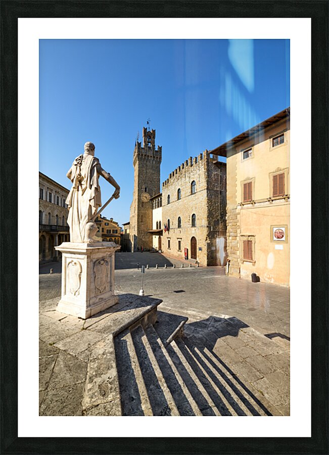 Palazzo dei Priori and statue in Arezzo Tuscany Italy Picture Frame print