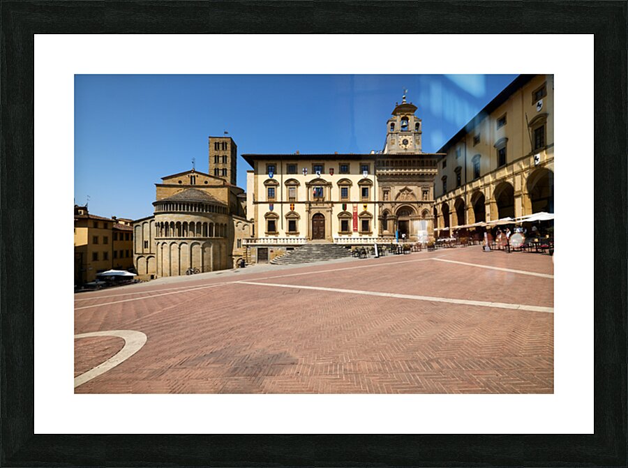 Visit to Piazza Grande in Arezzo Tuscany Italy during sunny day Picture Frame print