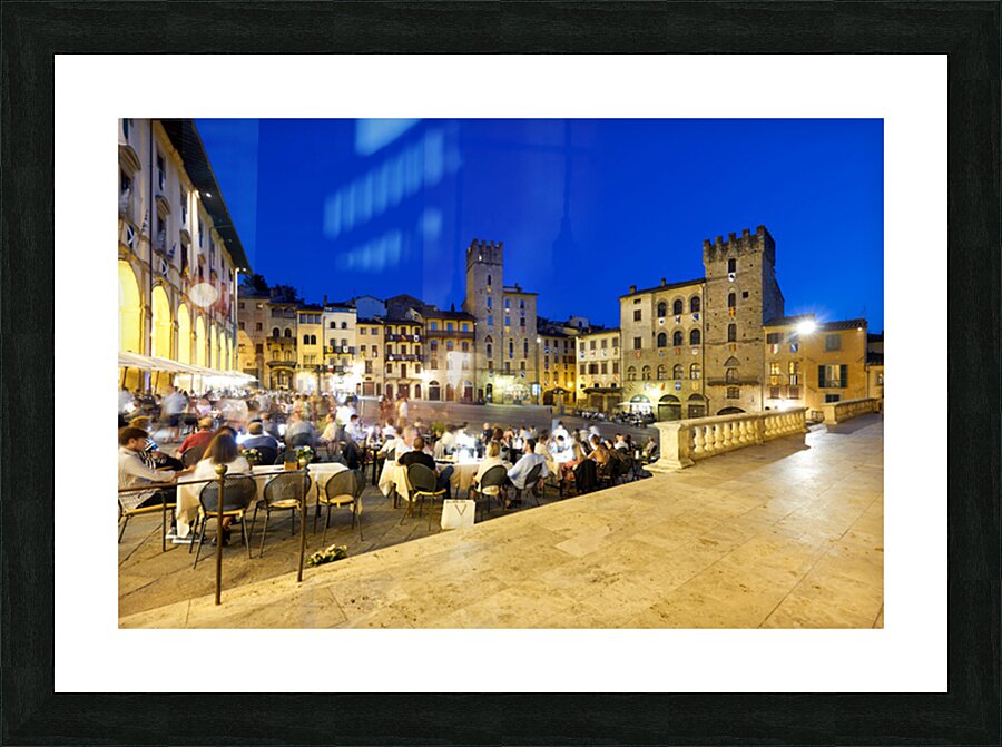 Piazza Grande at sunset offers dining and socializing in Arezzo Picture Frame print