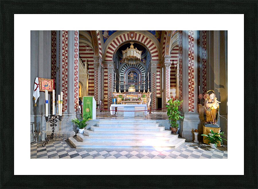 Basilica Santa Margherita in Cortona Italy with church altar Picture Frame print