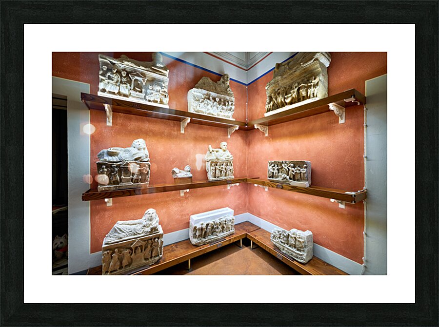 Exploring cinerary urns at Guarnacci Museum in Volterra Picture Frame print