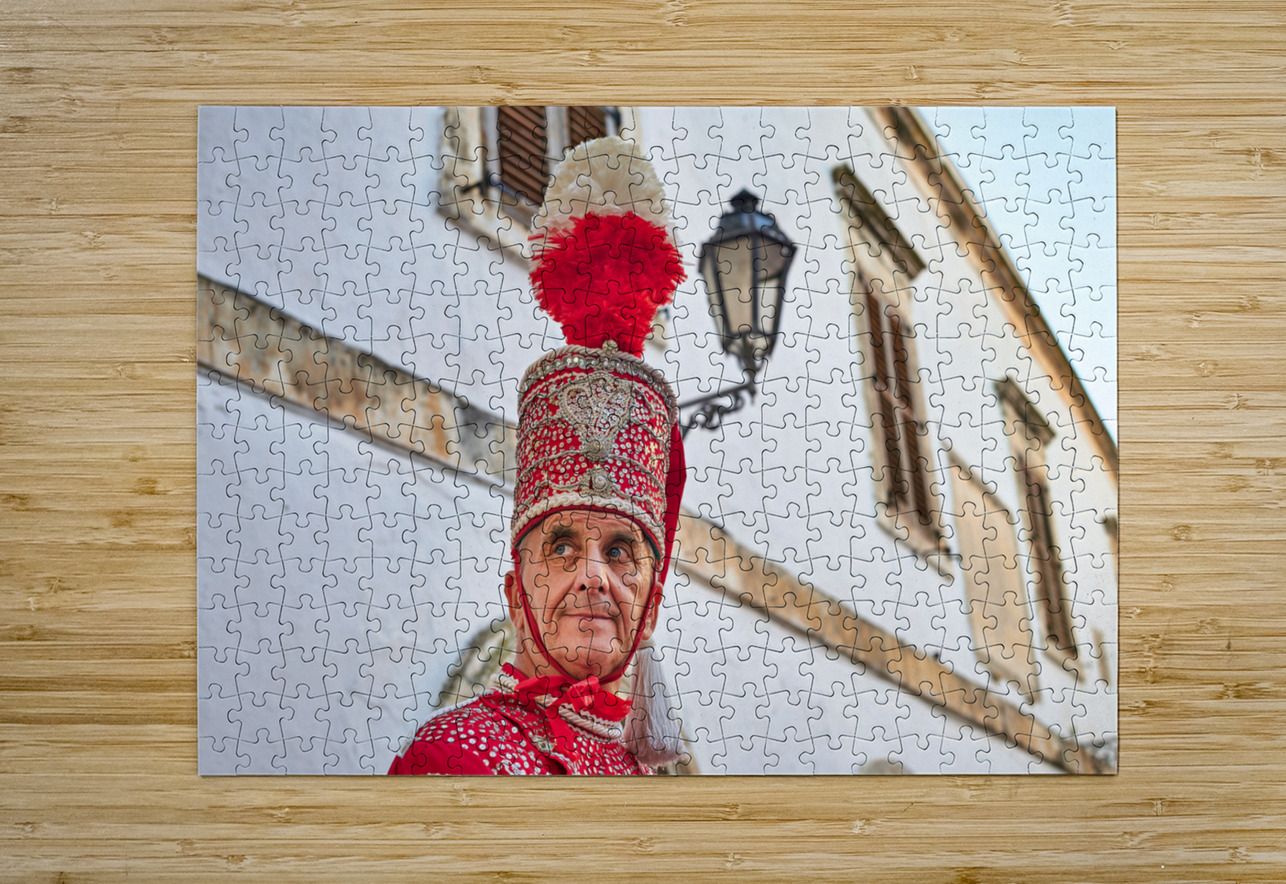 Apulia Puglia Italy. Ostuni. Festival of Saint Orontius. The cavalcata a procession of horses in the streets of the town Marco Brivio Puzzle printing
