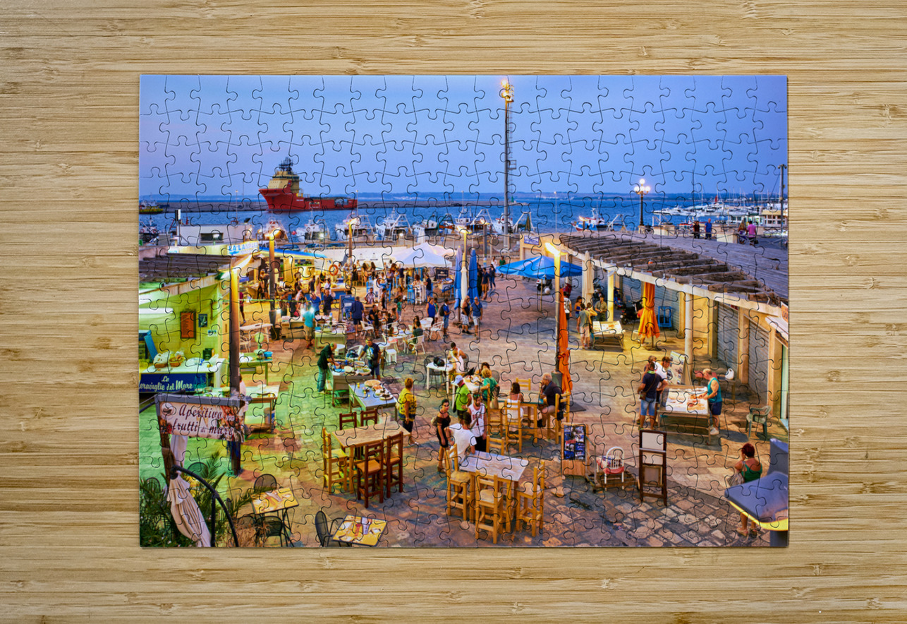 Salento. Apulia Puglia Italy. Gallipoli. Fish restaurants at the harbour Marco Brivio Puzzle printing