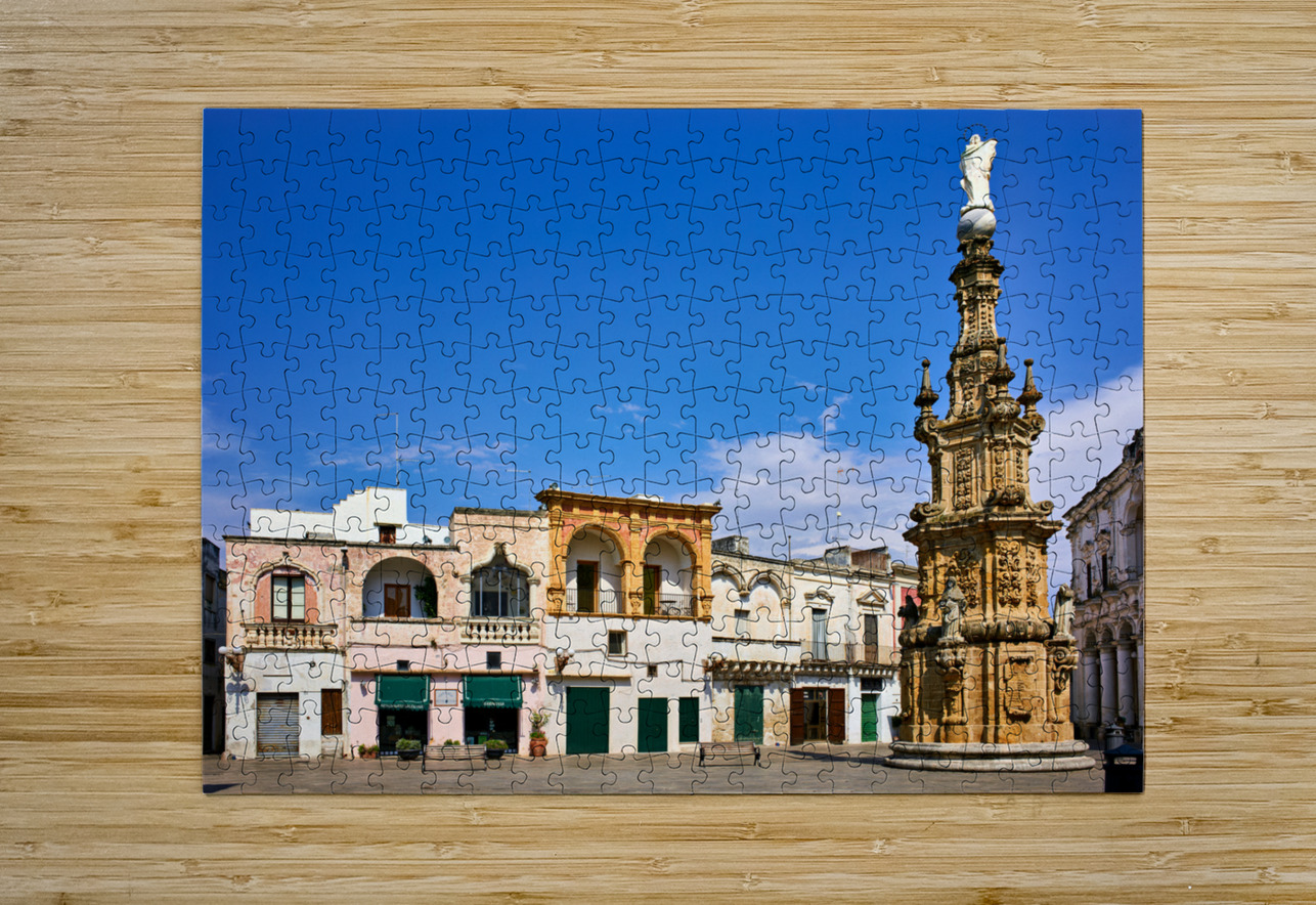 Salento. Apulia Puglia Italy. Nardò. Salandra square. 18th century column Marco Brivio Puzzle printing