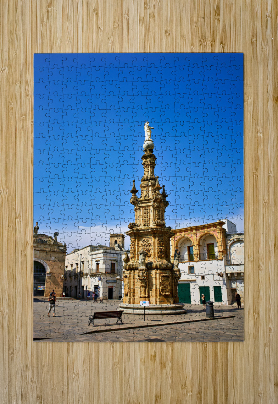 Salento. Apulia Puglia Italy. Nardò. Salandra square. 18th century column Marco Brivio Puzzle printing