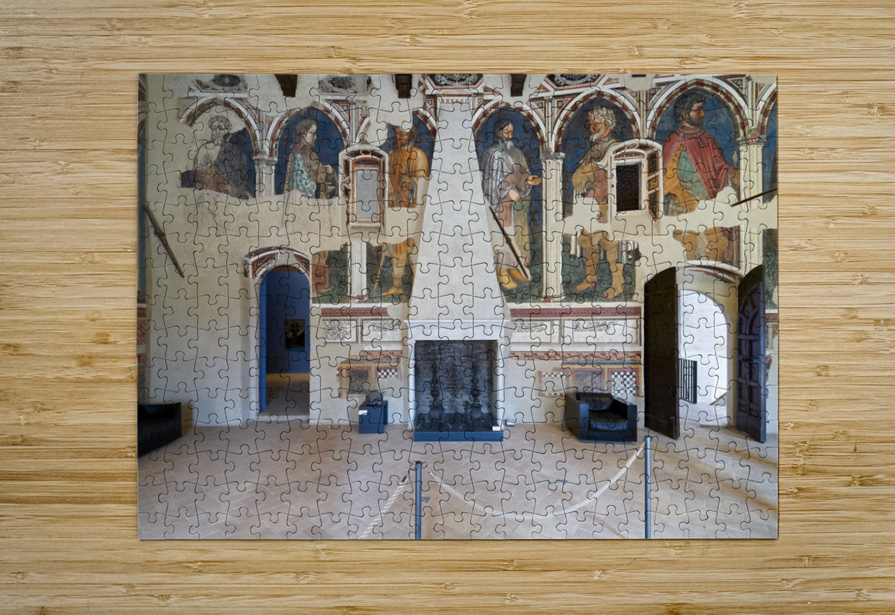 Foligno Umbria Italy. Frescoes at Trinci Palace Palazzo Trinci a patrician residence and museum. Marco Brivio Puzzle printing