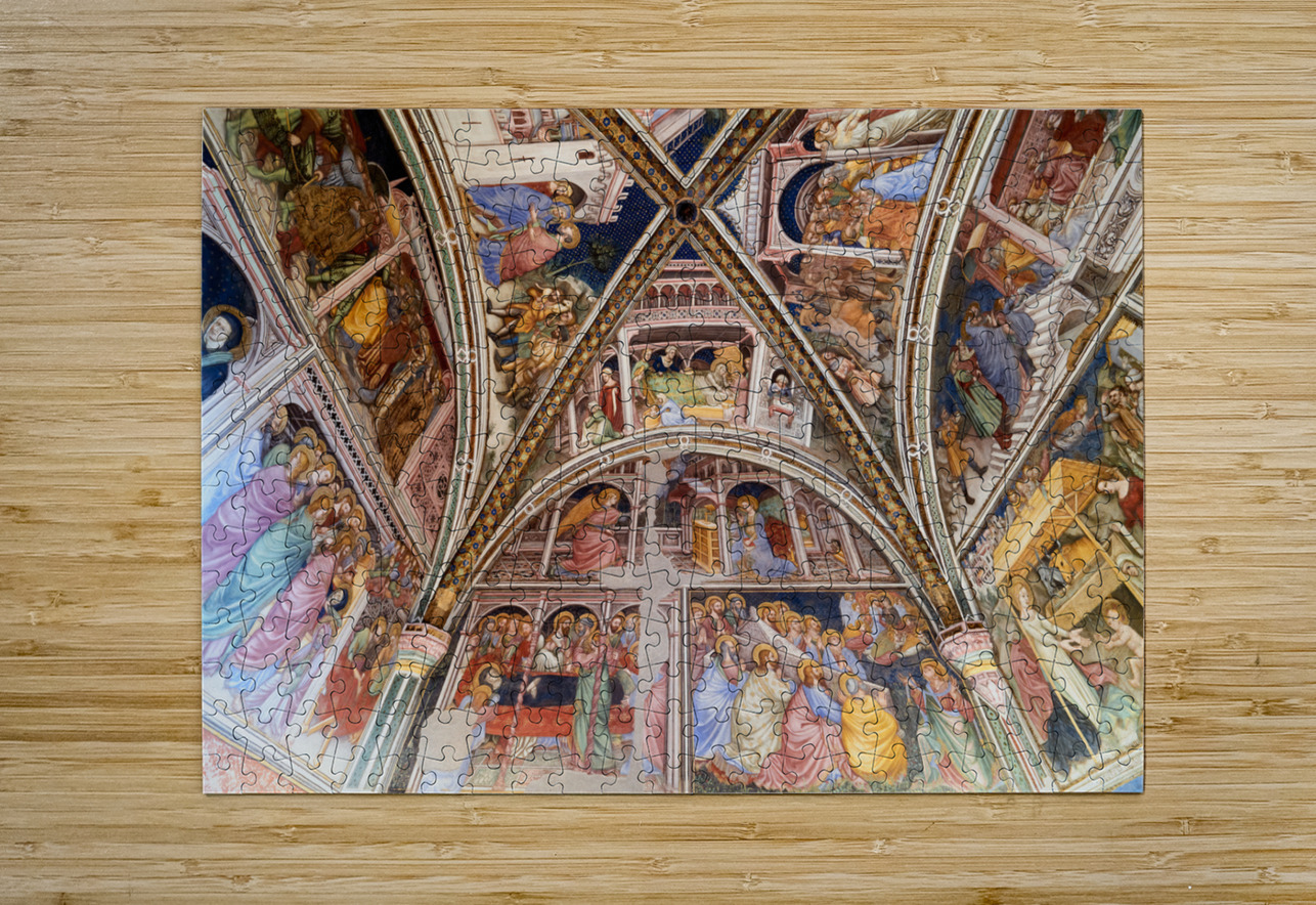 Foligno Umbria Italy. Frescoes at Trinci Palace Palazzo Trinci a patrician residence and museum. Marco Brivio Puzzle printing