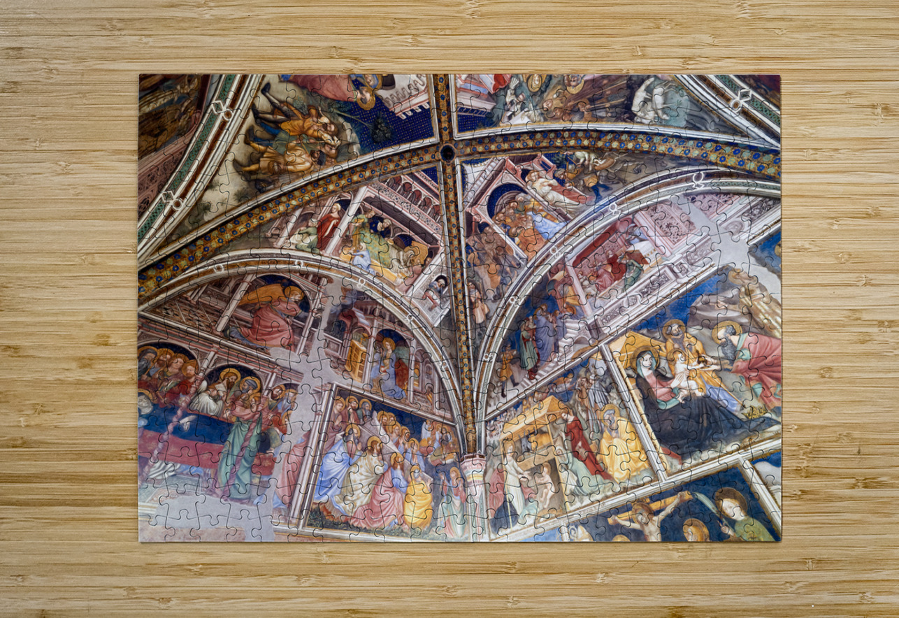 Foligno Umbria Italy. Frescoes at Trinci Palace Palazzo Trinci a patrician residence and museum. Marco Brivio Puzzle printing