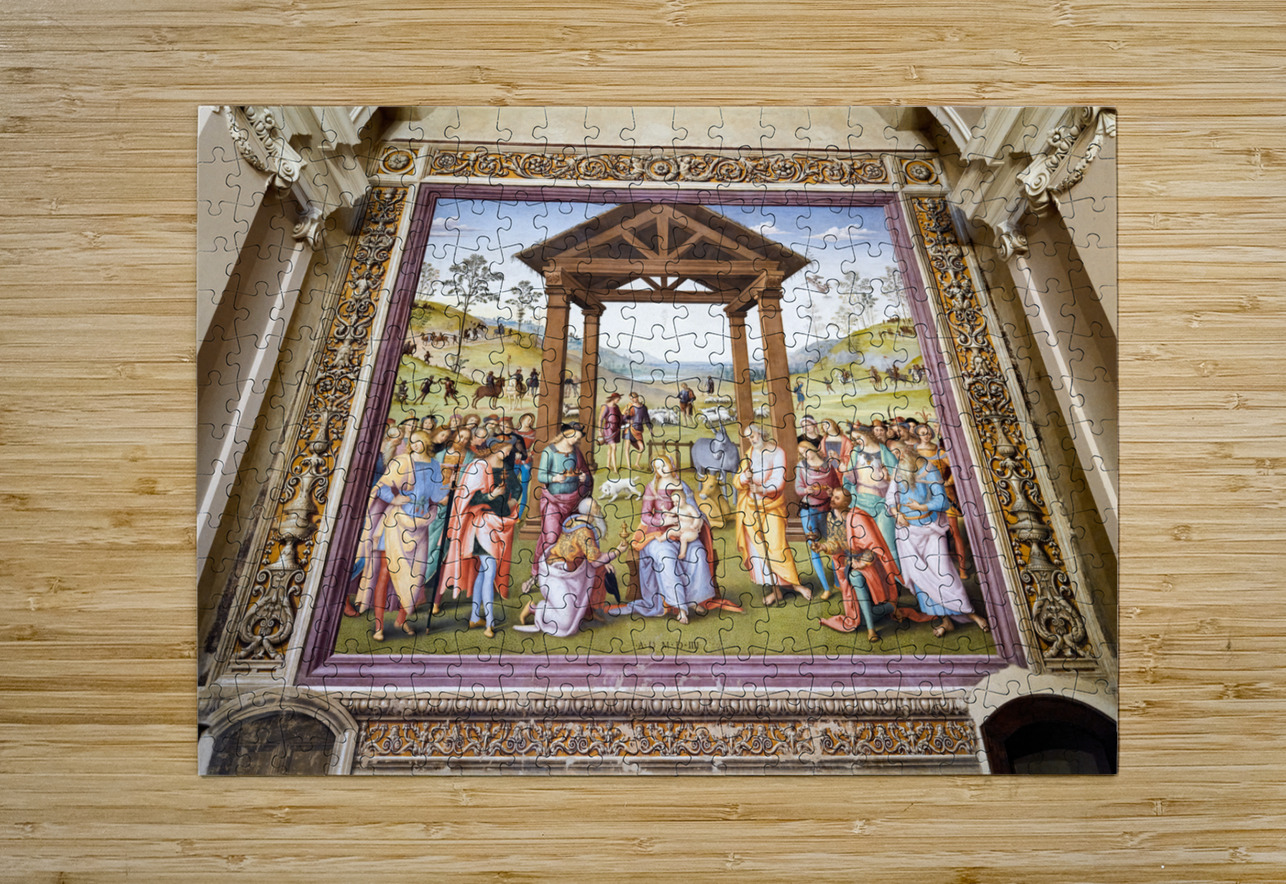 Città della Pieve Umbria Italy. Santa Maria dei Bianchi church. Adoration of the Magi fresco by Perugino Marco Brivio Puzzle printing