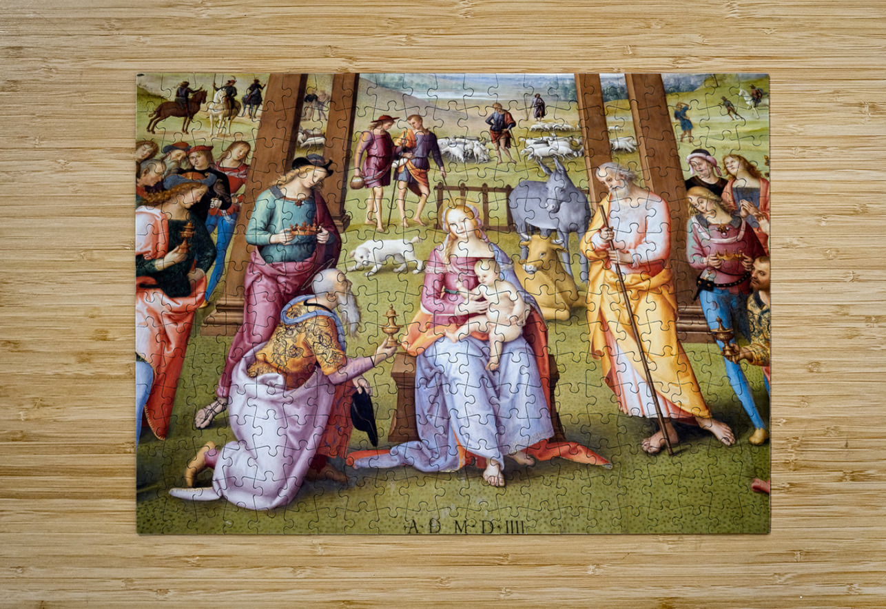 Città della Pieve Umbria Italy. Santa Maria dei Bianchi church. Adoration of the Magi fresco by Perugino Marco Brivio Puzzle printing