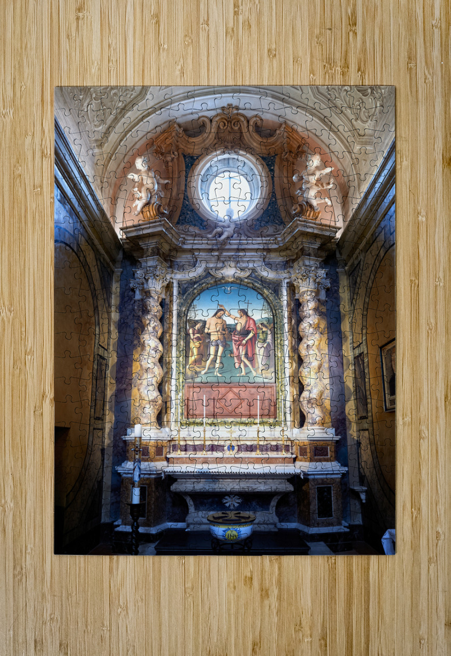 Città della Pieve Umbria Italy. The Cathedral of San Gervasio e Protasio. The Baptism of Christ by Perugino Marco Brivio Puzzle printing