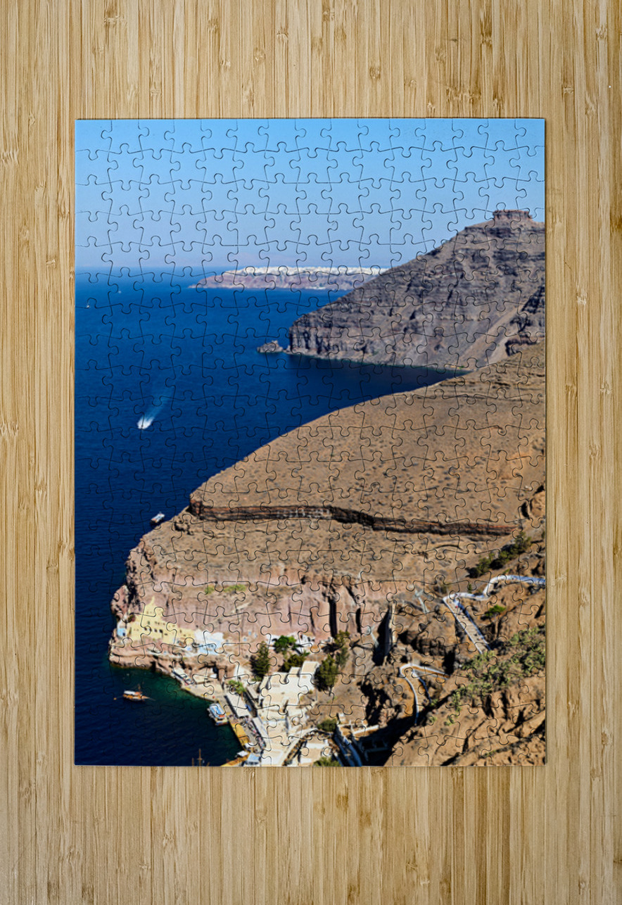 Santorini caldera with cliffs deep blue sea port and distant  Marco Brivio Puzzle printing