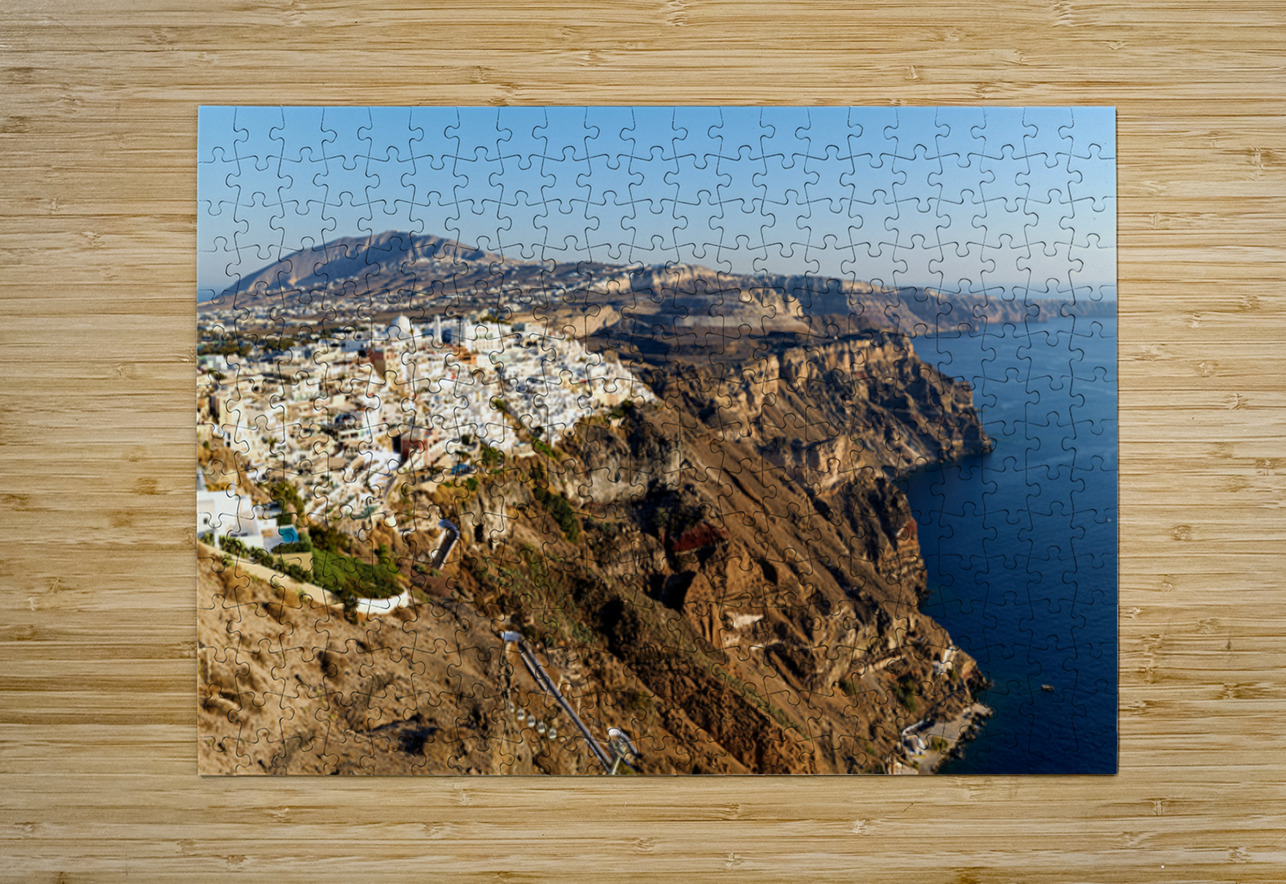 Santorinis white buildings on caldera cliffs above the sea. Marco Brivio Puzzle printing