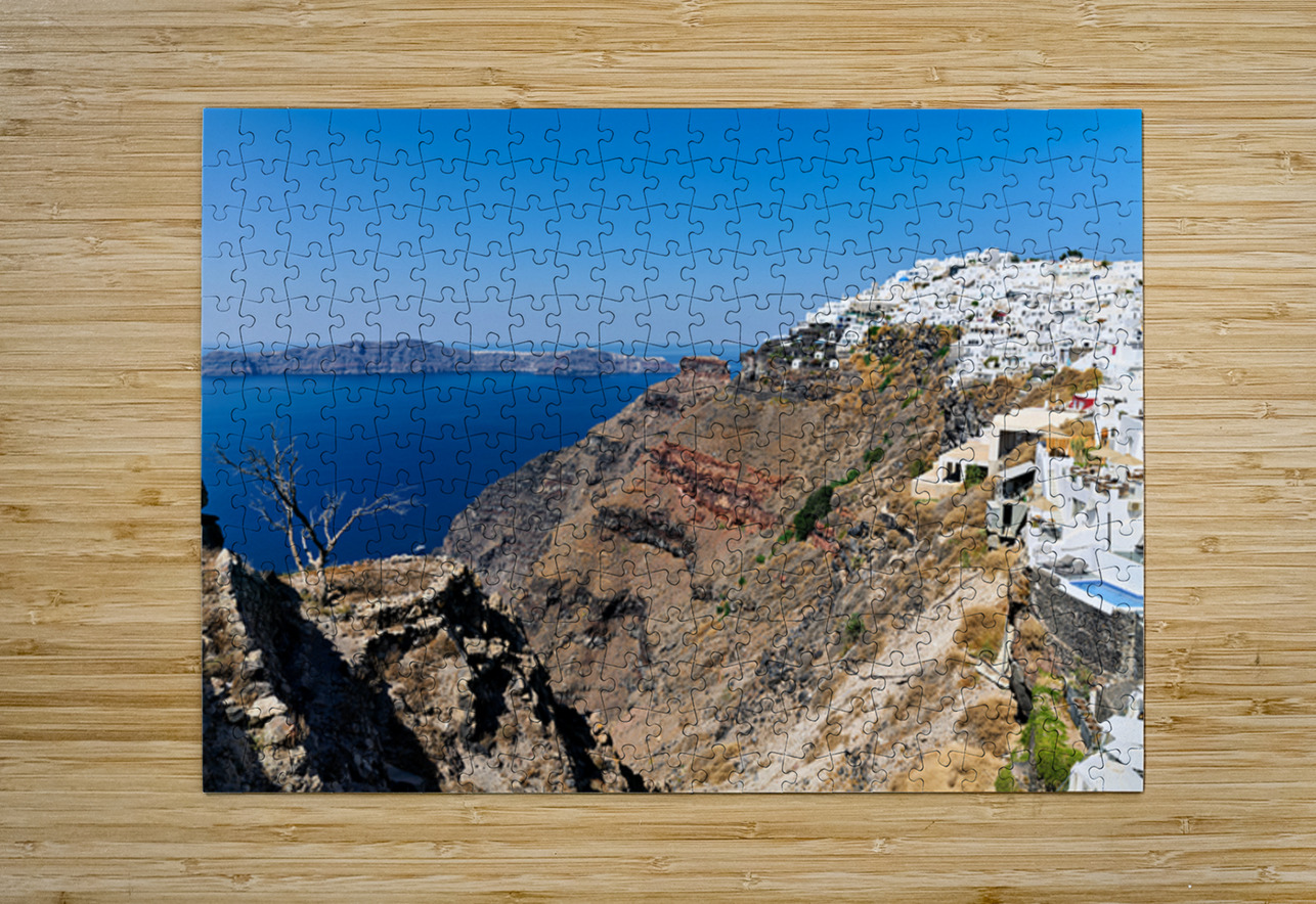 Picturesque Santorini: white village blue sea volcanic cliffs. Marco Brivio Puzzle printing