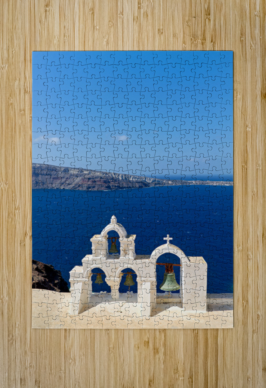 Santorini bell tower overlooking the Aegean Sea. Marco Brivio Puzzle printing