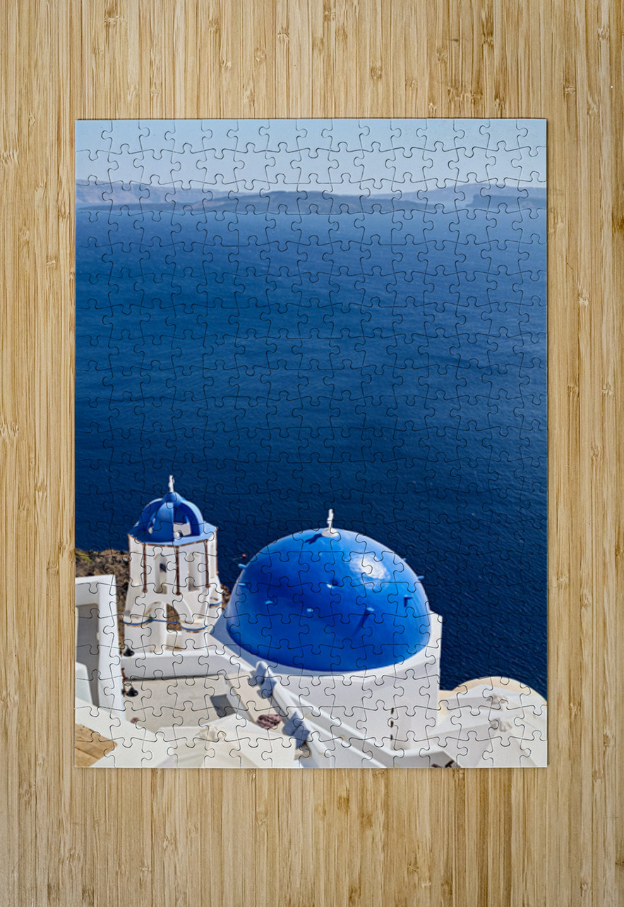 Santorinis blue domes and caldera view. Marco Brivio Puzzle printing