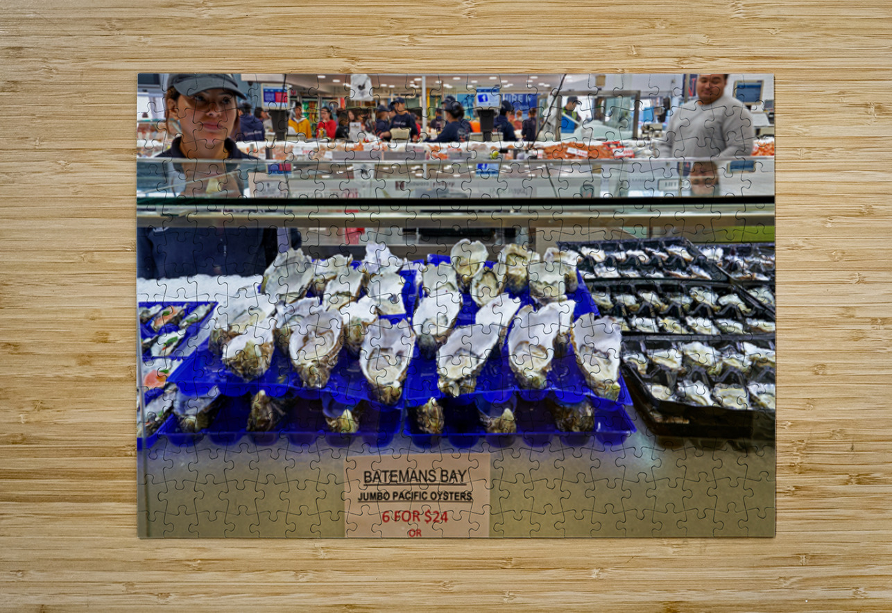 Fresh oysters on display at a seafood market. Marco Brivio Puzzle printing