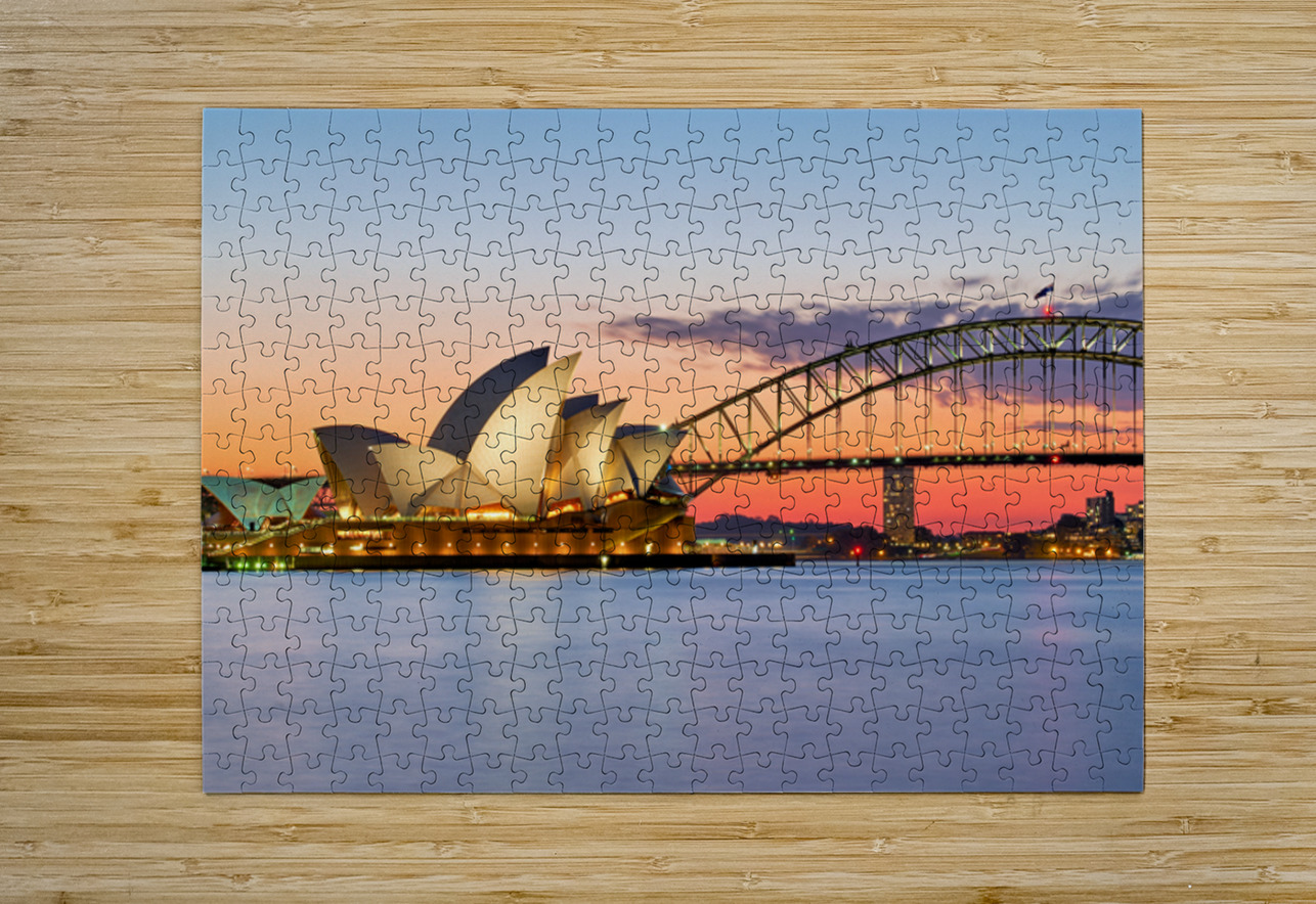Sydney Opera House and Harbour Bridge at sunset. Marco Brivio Puzzle printing