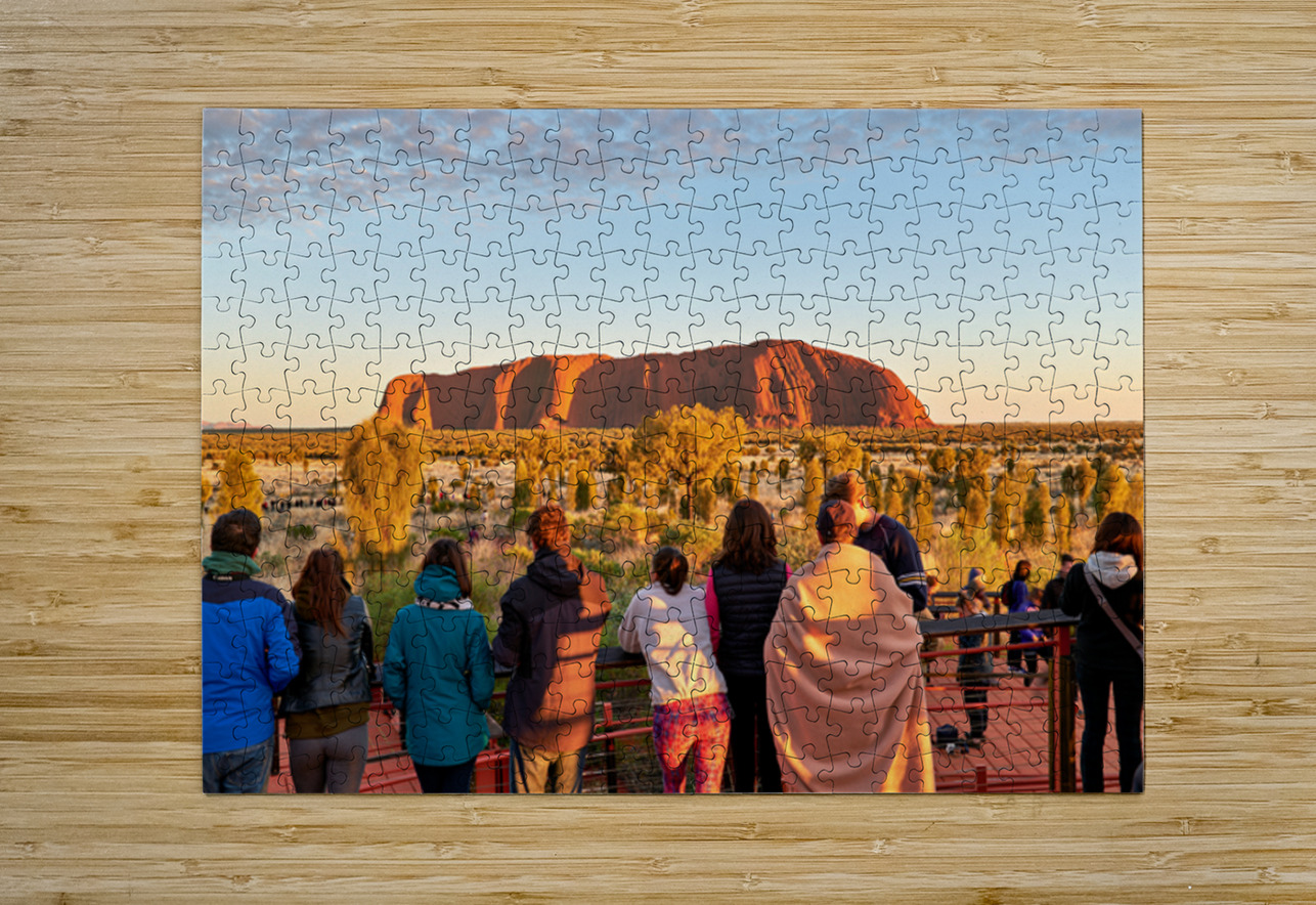 Tourists watch Uluru glow at sunrise. Marco Brivio Puzzle printing