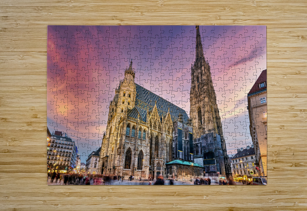 Majestic St. Stephens Cathedral in Vienna under a colorful sky. Marco Brivio Puzzle printing